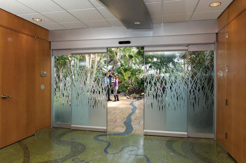 decorative sliding glass doors open